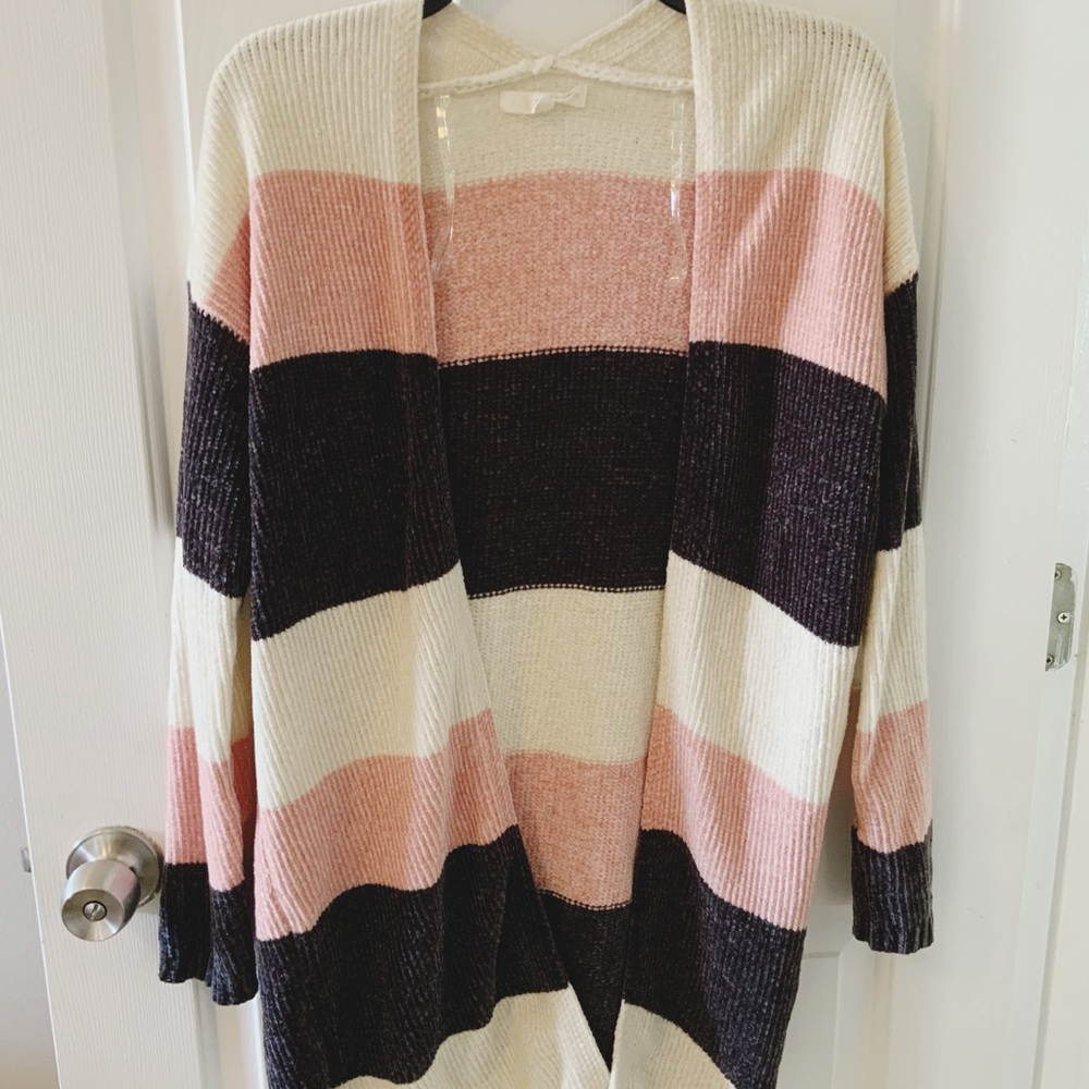 Striped Pink and Black Women's Sweater